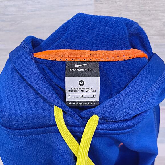 Nike Just Do It Swoosh Logo Tech Hoodie Blue Fleece Therma Fit Mens Medium - Picture 6 of 7
